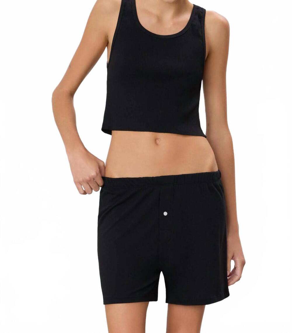 NEW ETERNE cropped scoop neck tank in black
